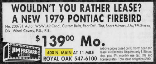 Royal Pontiac - July 1979 Fresard Ad (newer photo)